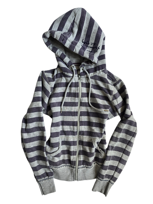 2000s vintage indie sleaze striped zip sweater