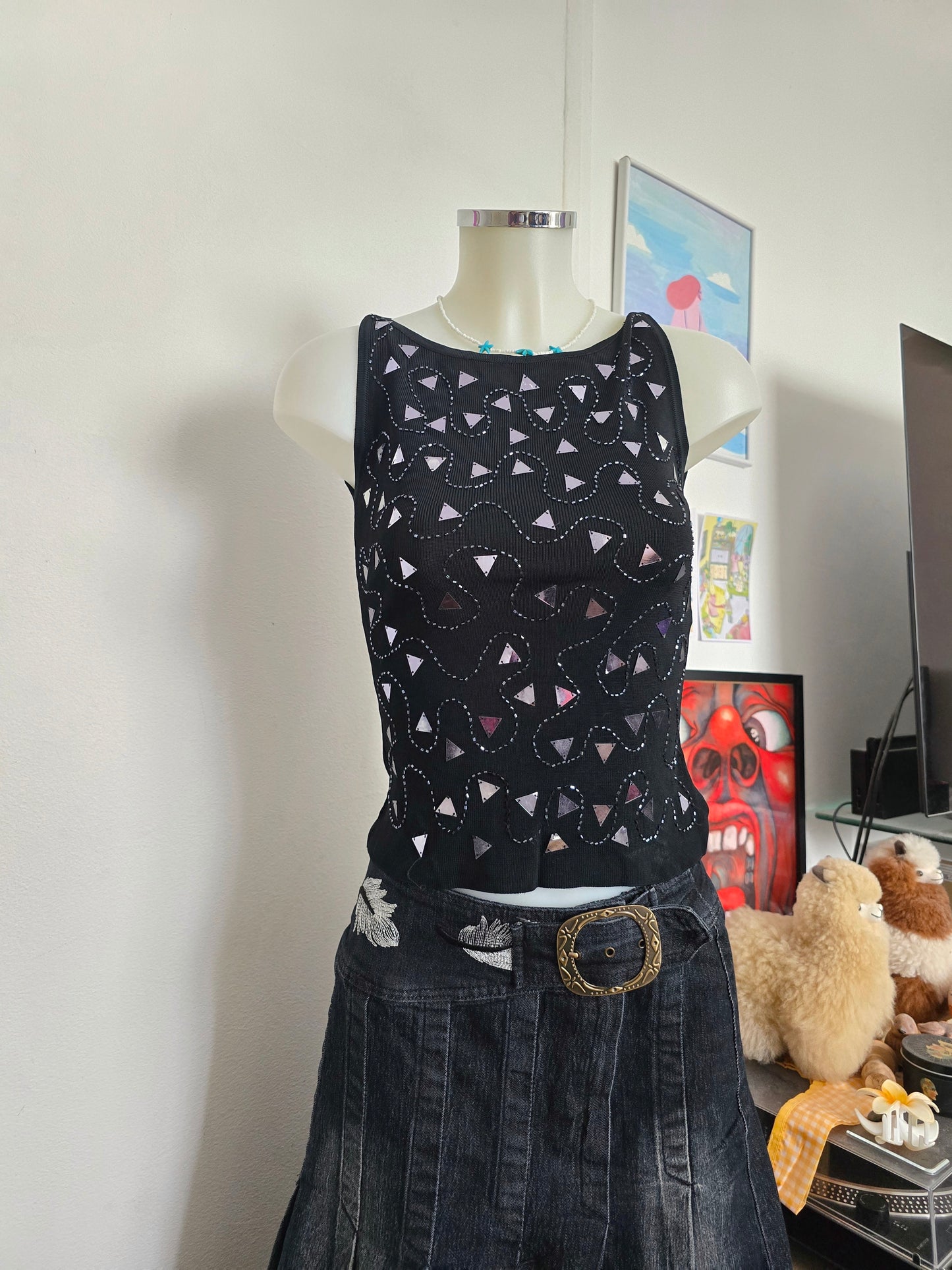 Y2k vintage fairy sequin top