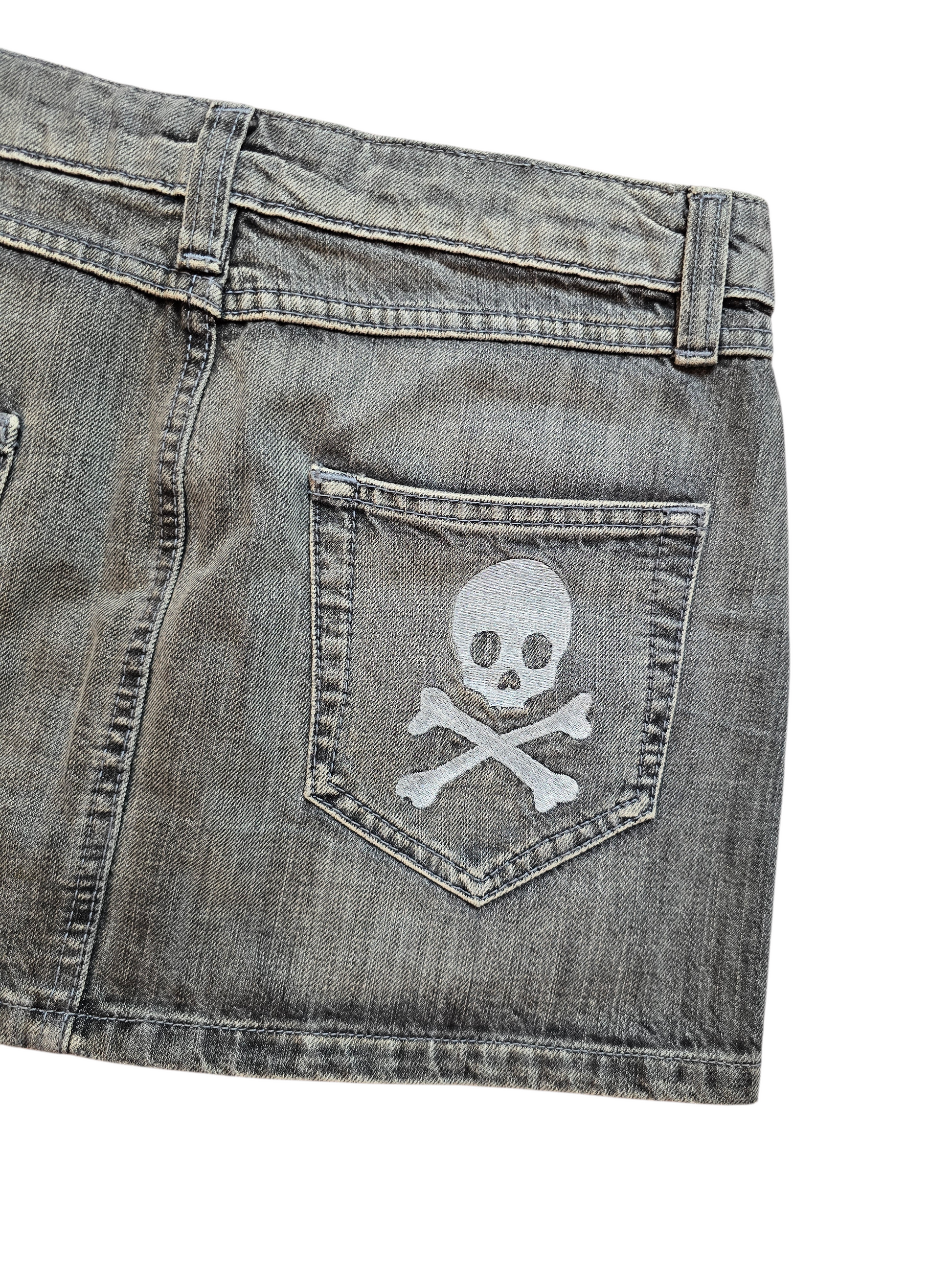 00s vintage denim skull skirt - zimfriperie