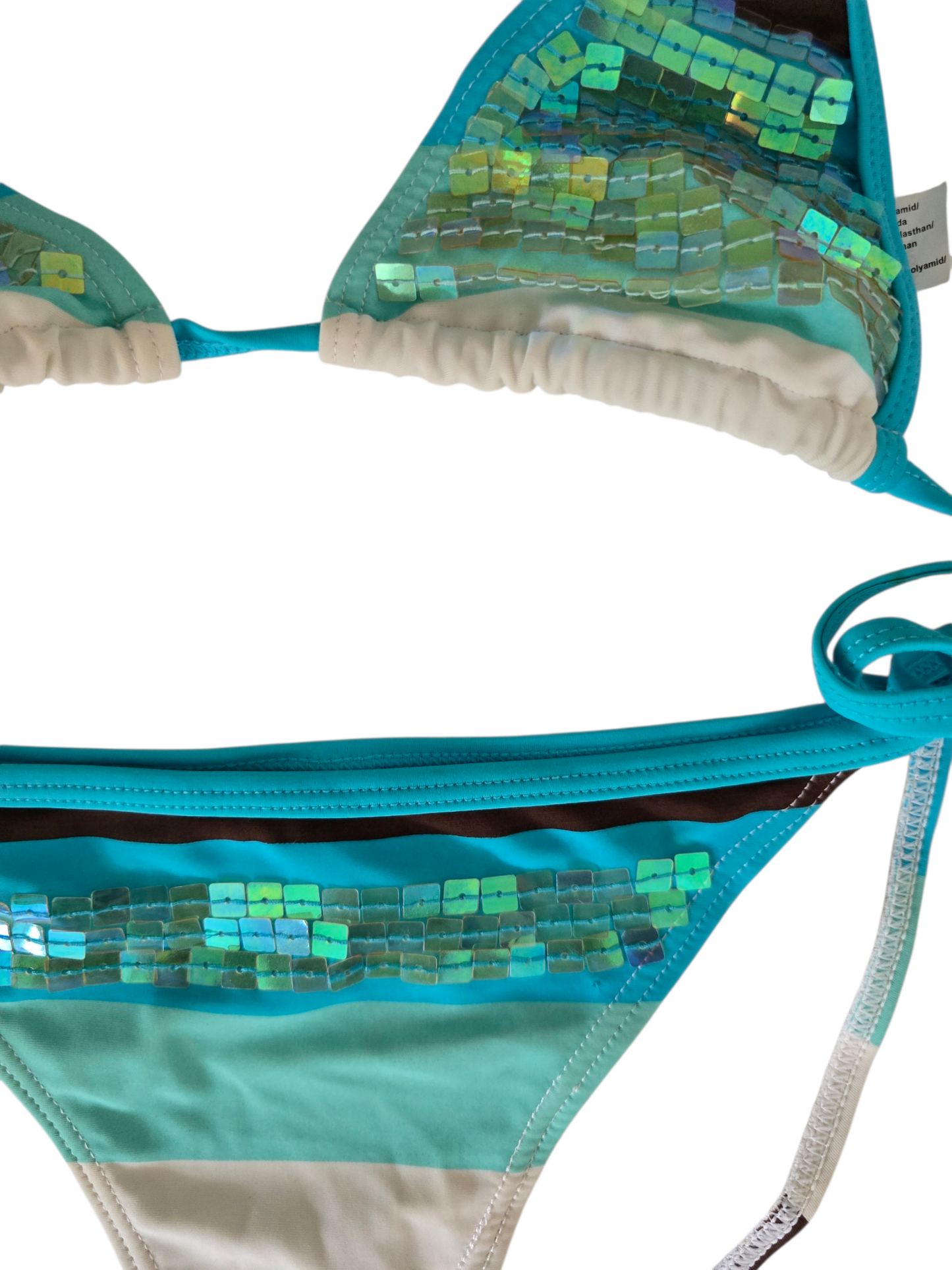 2000s vintage indie sleaze striped sequins bikini