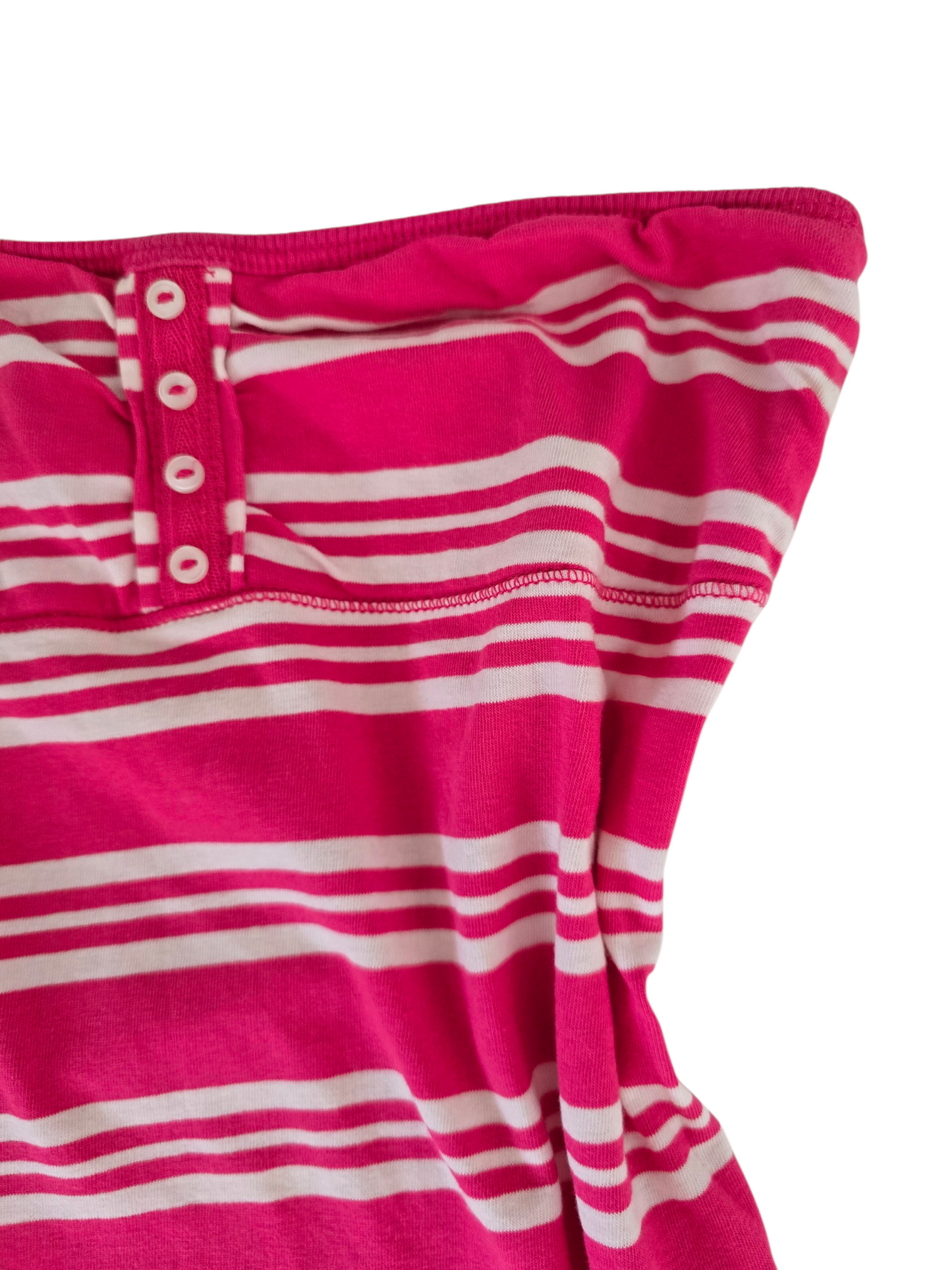 2000s vintage indie sleaze pink striped strapless babydoll top