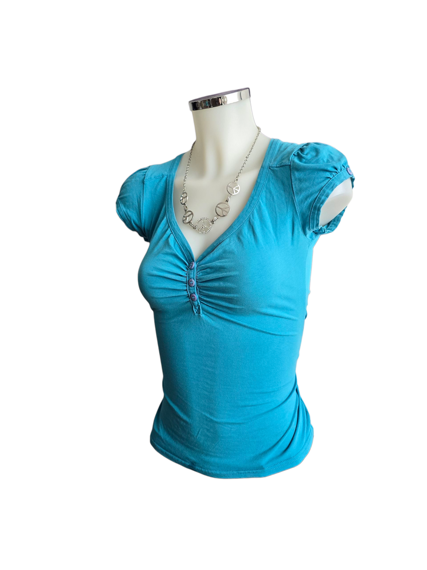 00s vintage blue button up top