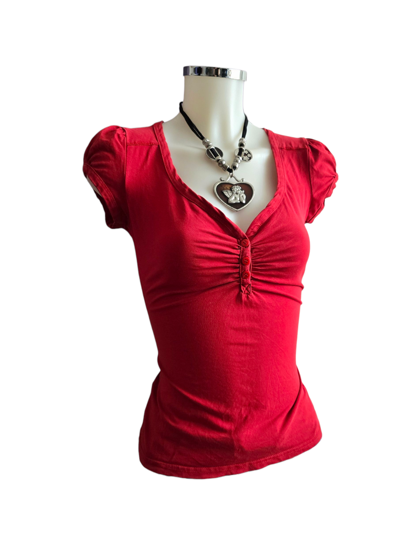 00s vintage red button-up top