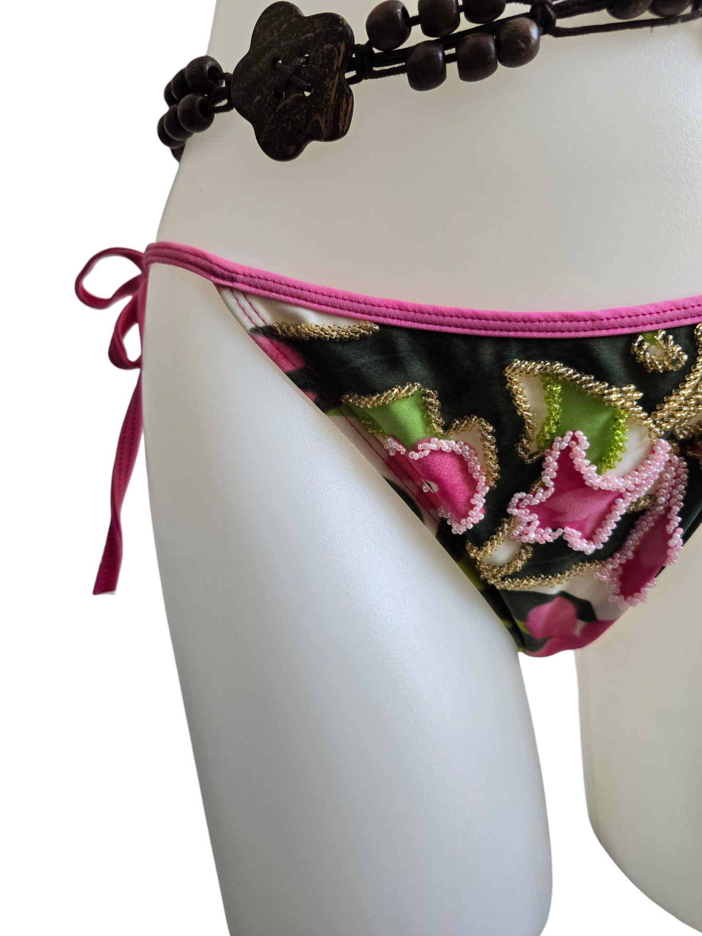 Y2k ibiza sequin pearl flowers swimsuit bikini