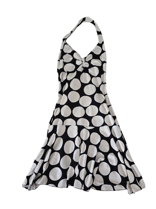 00s vintage asymmetric polka dots dress