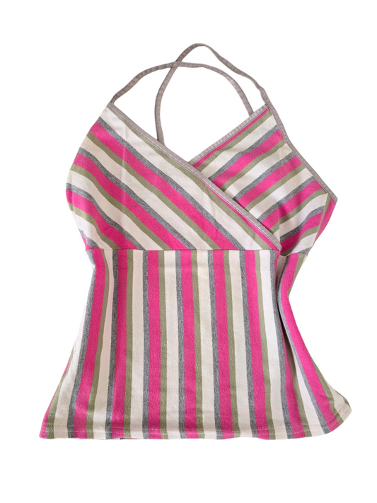 Y2k vintage striped pink backless top
