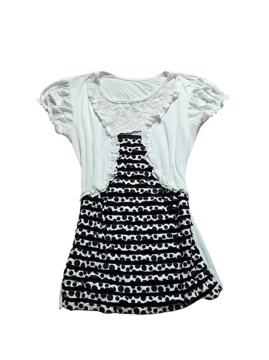 2010s vintage ruffled polka dots fitted top - zimfriperie