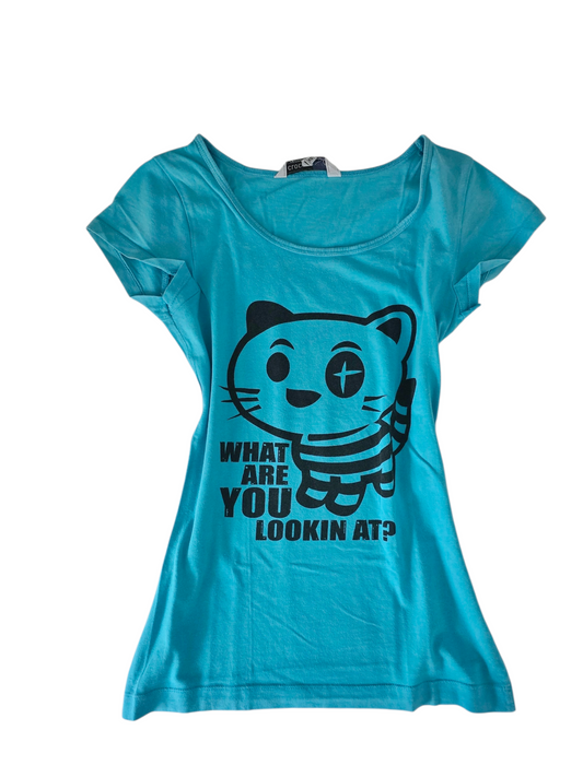 2000s vintage scene emo blue printed top - zimfriperie
