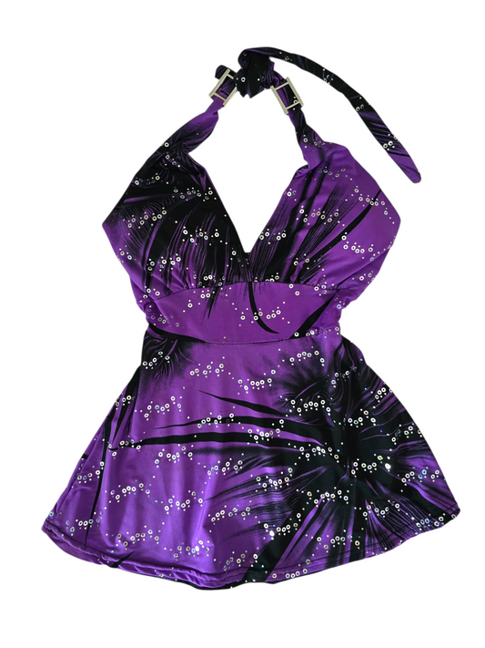 2000s vintage mcbling sequin purple halter top - zimfriperie