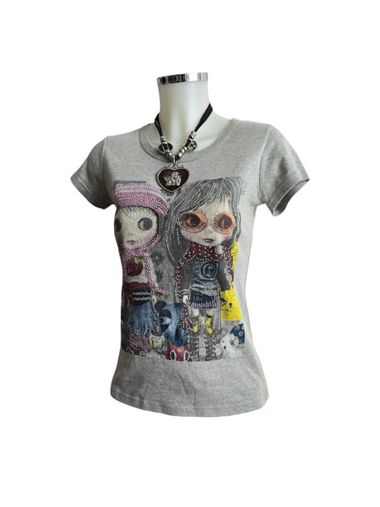 00s vintage softgrunge printed Blythe top