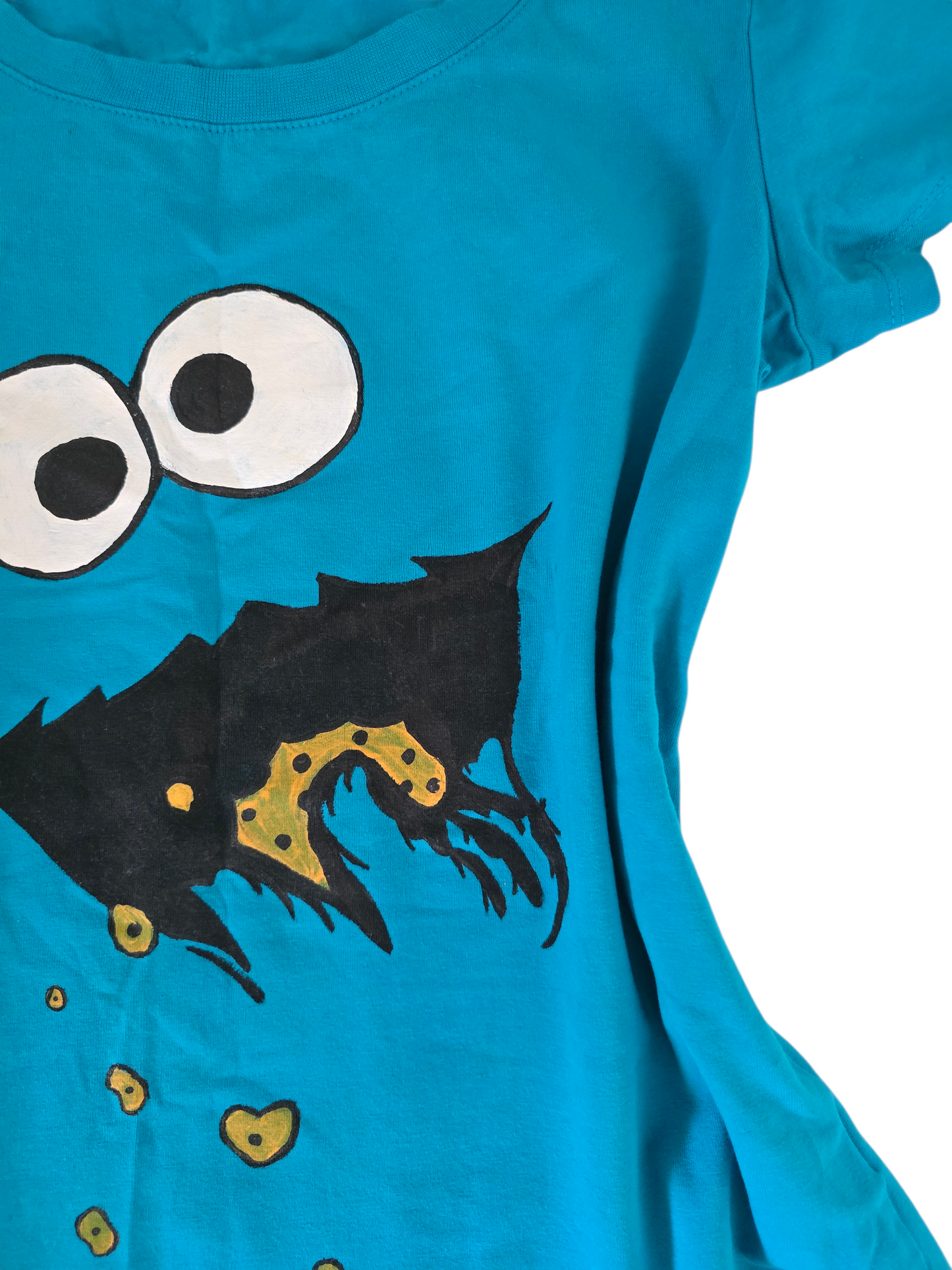 2000s vintage scene emo blue printed cookie monster tshirt