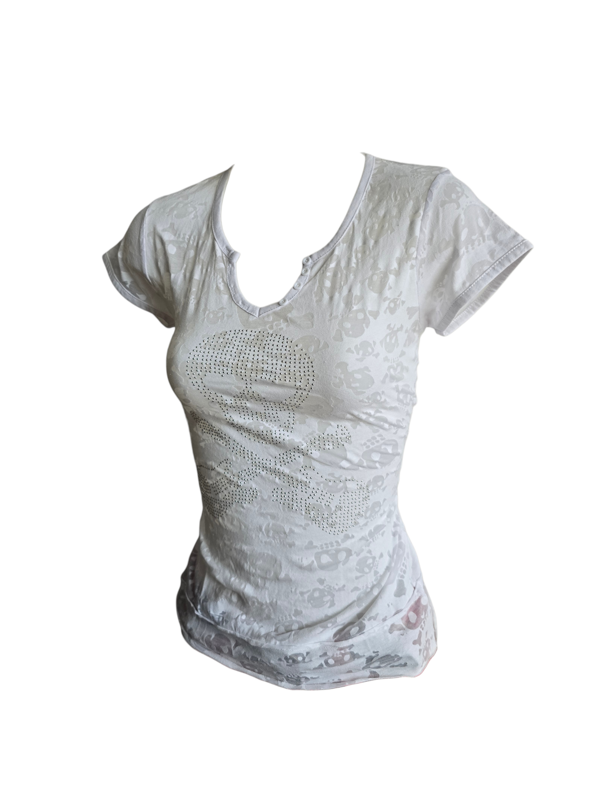 00s vintage emo fitted transparent skull top - zimfriperie