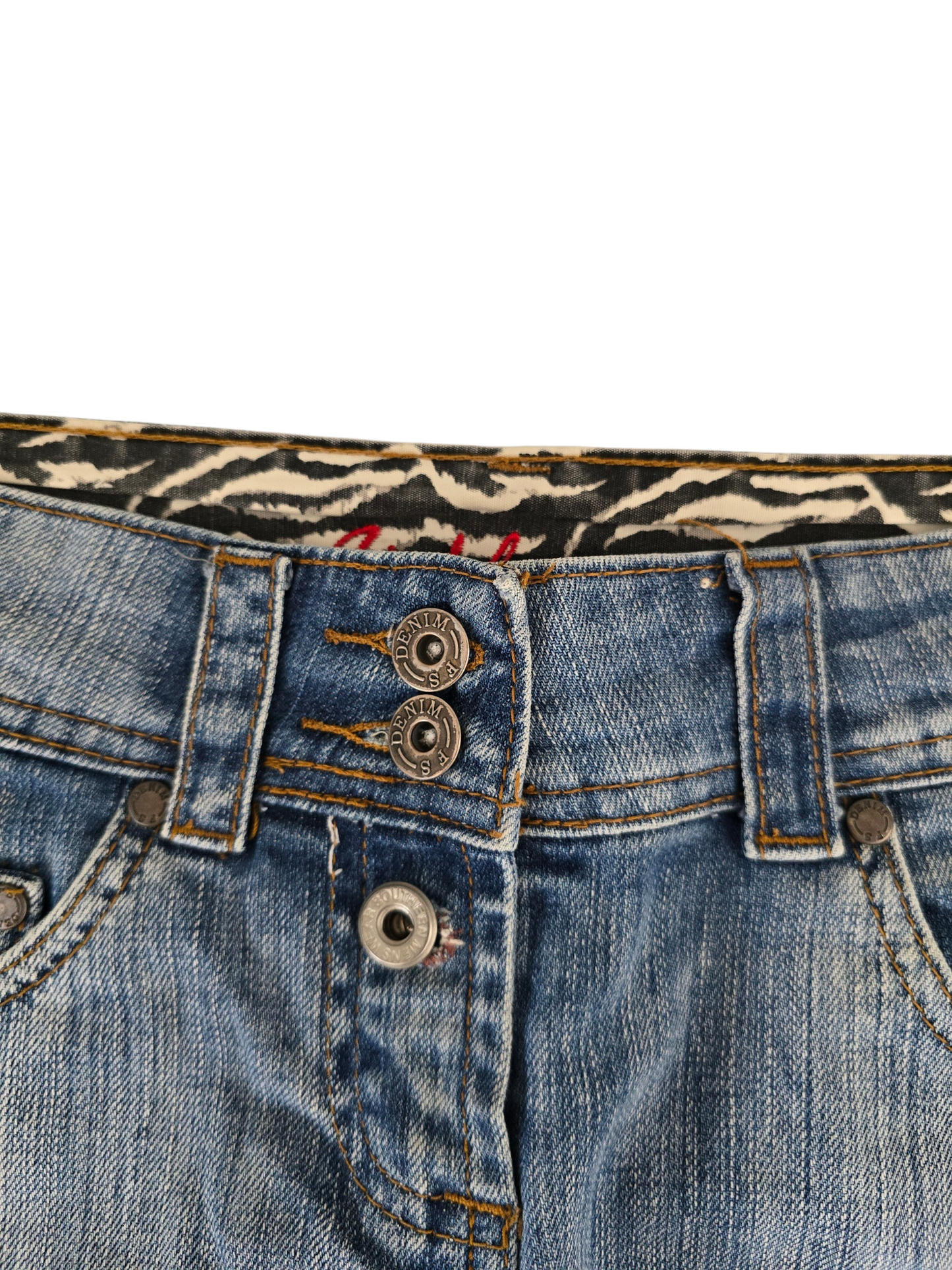 2000s vintage mcbling low rise denim mini skirt