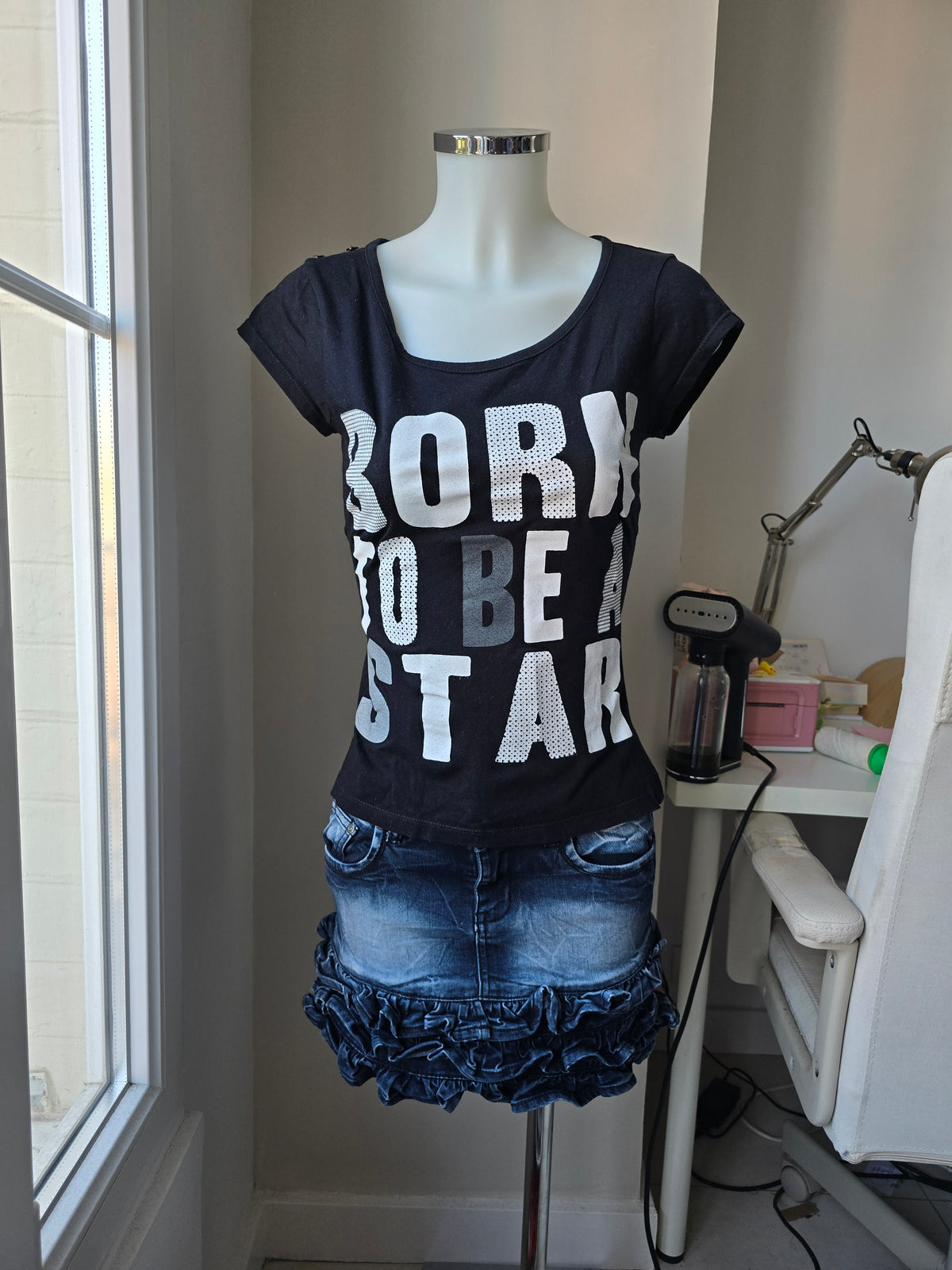 2000s vintage indie sleaze printed top