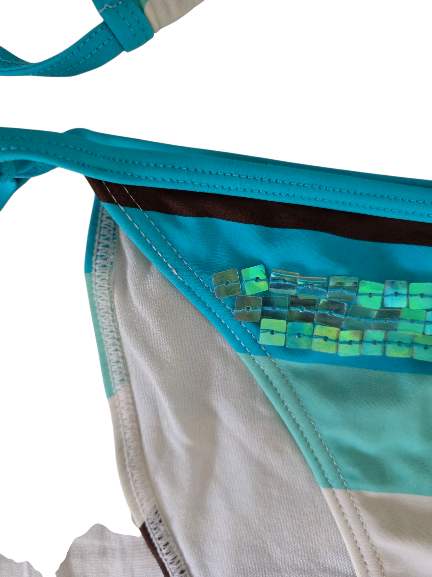 2000s vintage indie sleaze striped sequins bikini
