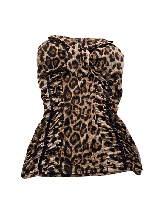 Y2k vintage mcbling leopard bustier top