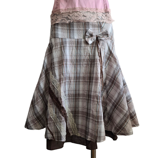 2010s vintage choco girl plaid skirt