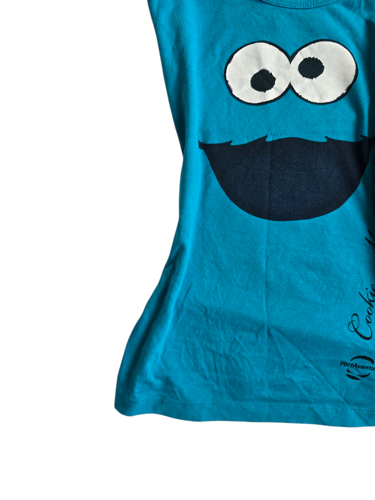 2010s vintage swag blue printed cookie monster top