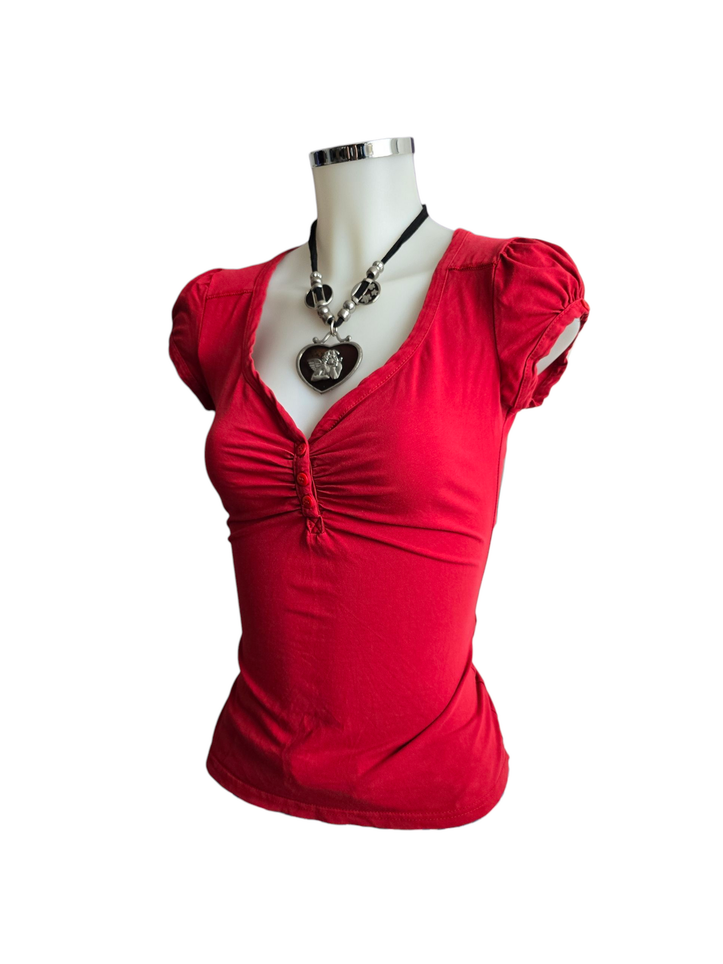 00s vintage red button-up top