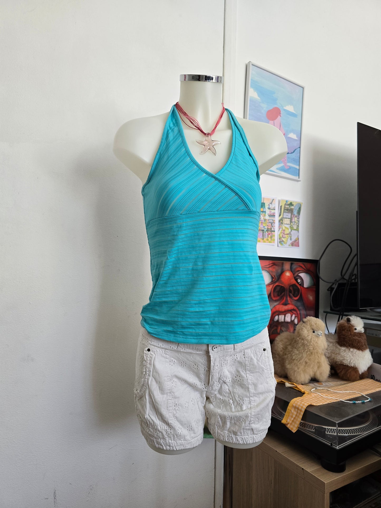 Y2k vintage coconut girl striped halter top