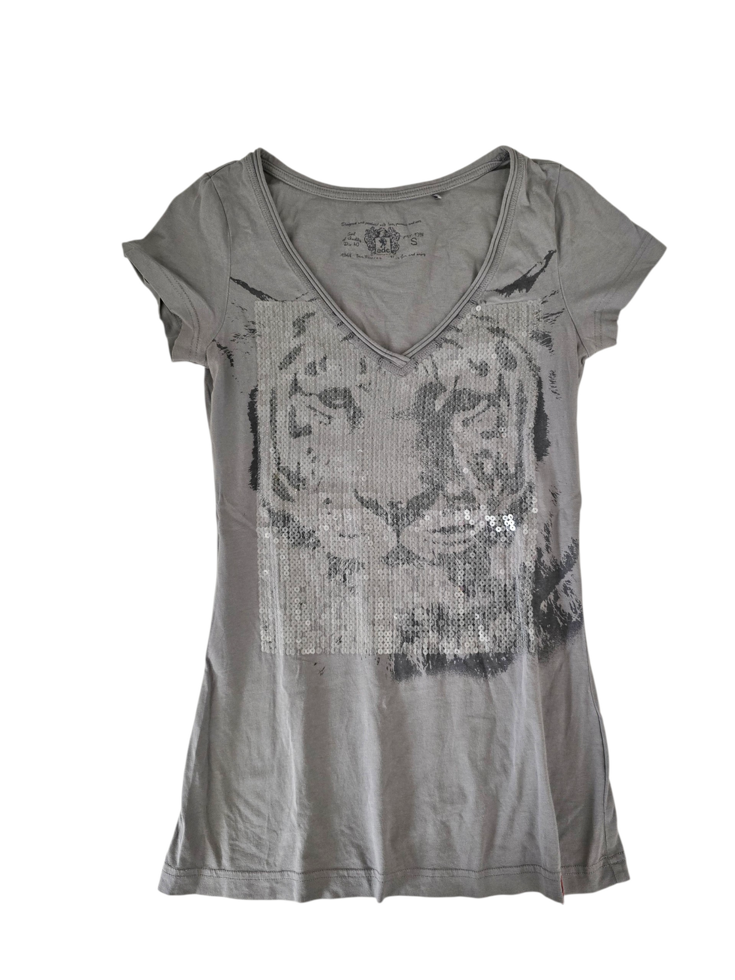 2000s vintage indie sleaze printed tiger sequined top - zimfriperie