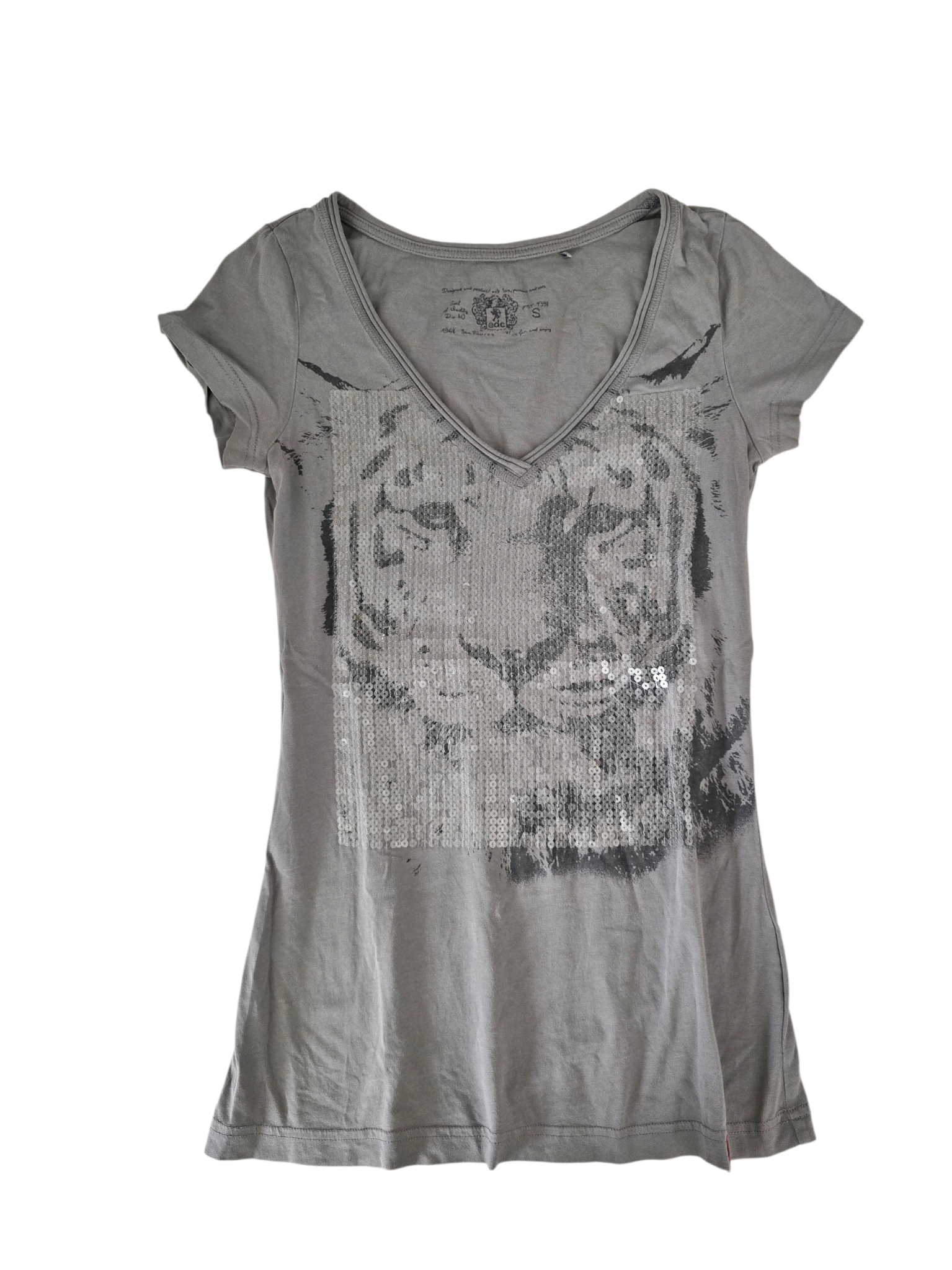 2000s vintage indie sleaze printed tiger sequined top - zimfriperie