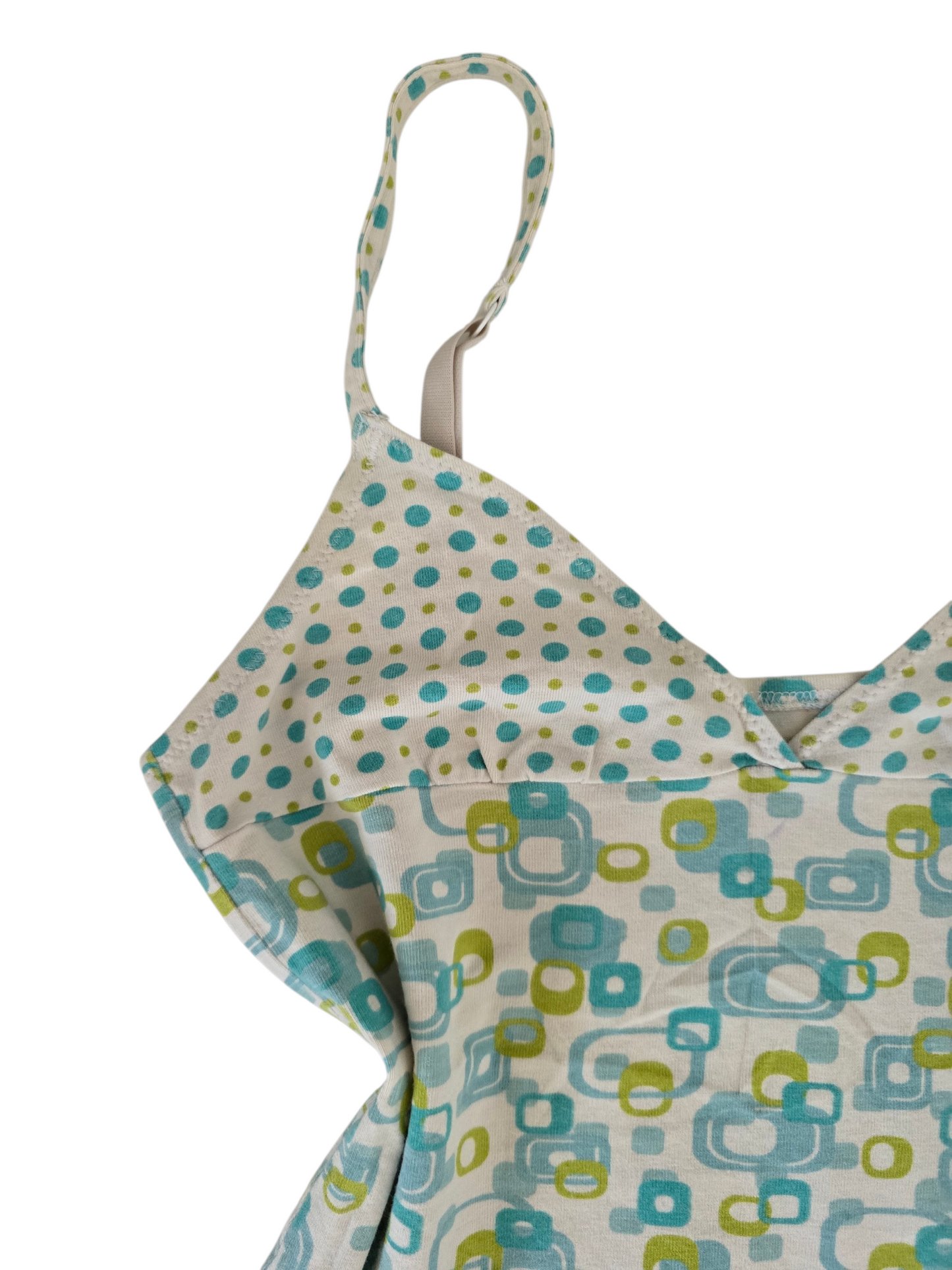 2000s vintage teal abstract pattern babydoll short cami top