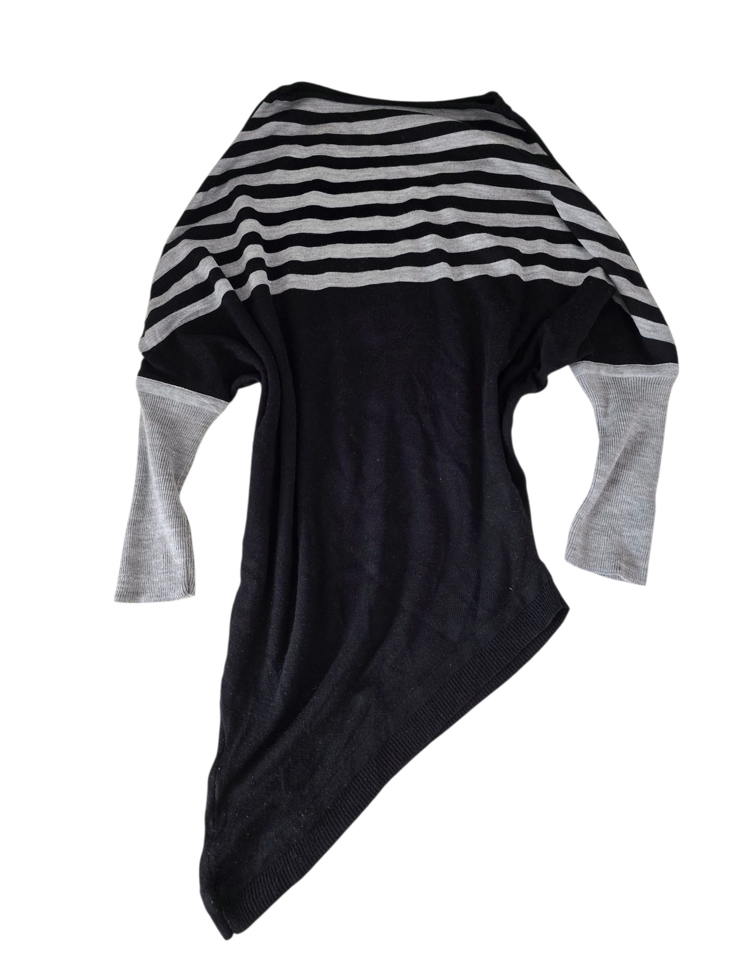 00s vintage indie sleaze striped asymmetrical batwing dress