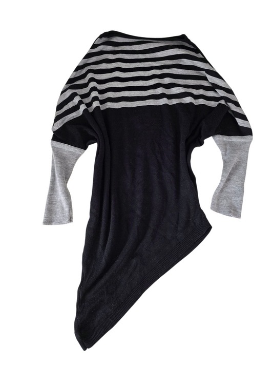 00s vintage indie sleaze striped asymmetrical batwing dress