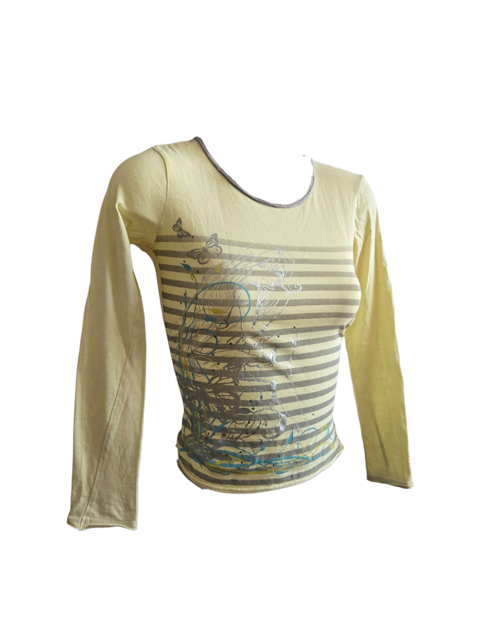 2000s vintage striped indie sleaze yellow top - zimfriperie