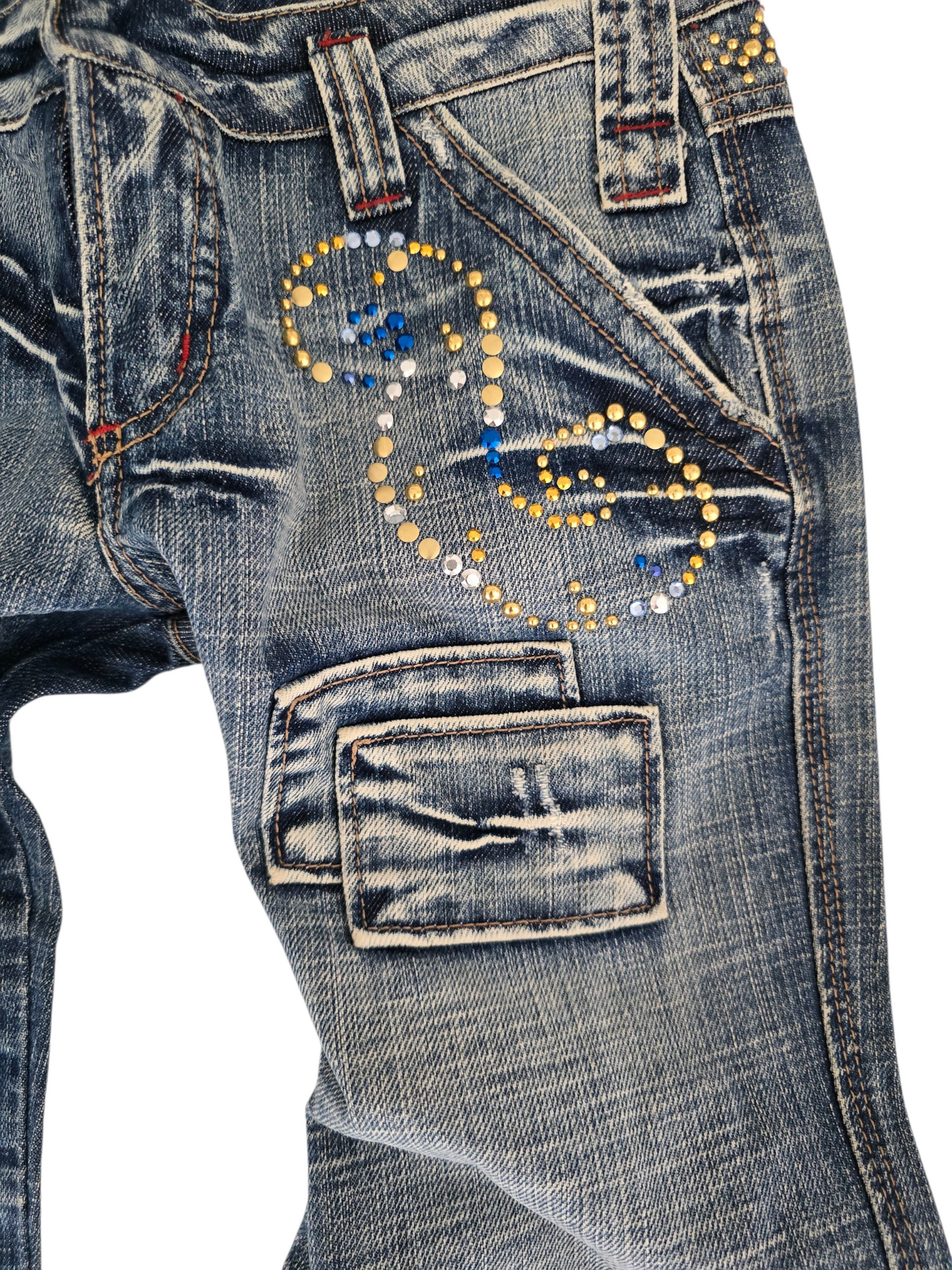 2000s vintage bootcut low rise mcbling studded jean