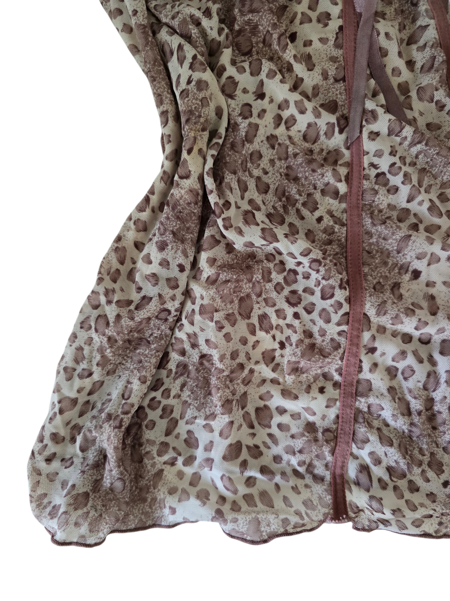 2000s vintage gyaru leopard babydoll top