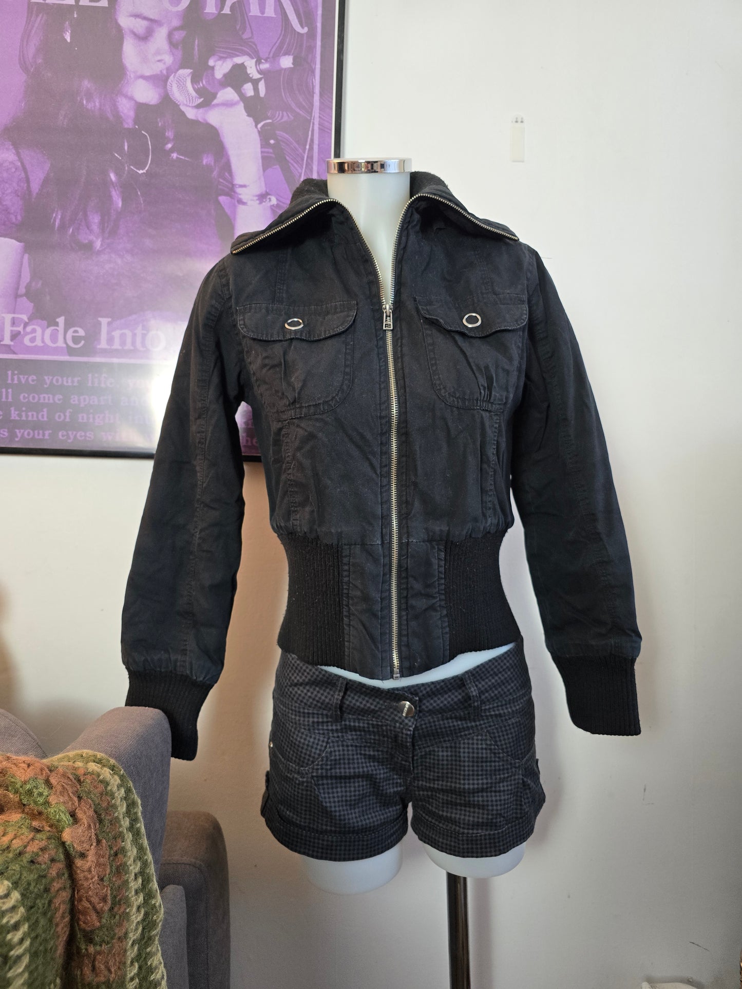 00s vintage coquette zip up softgrunge cotton coat