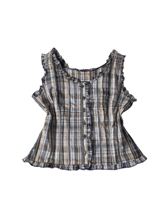 90s vintage plaid milkmaid downtown top