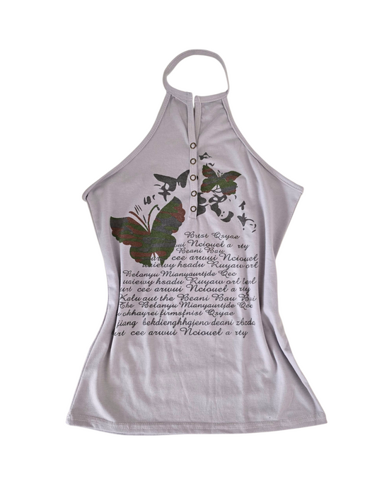 90s vintage softgrunge button up front halter top