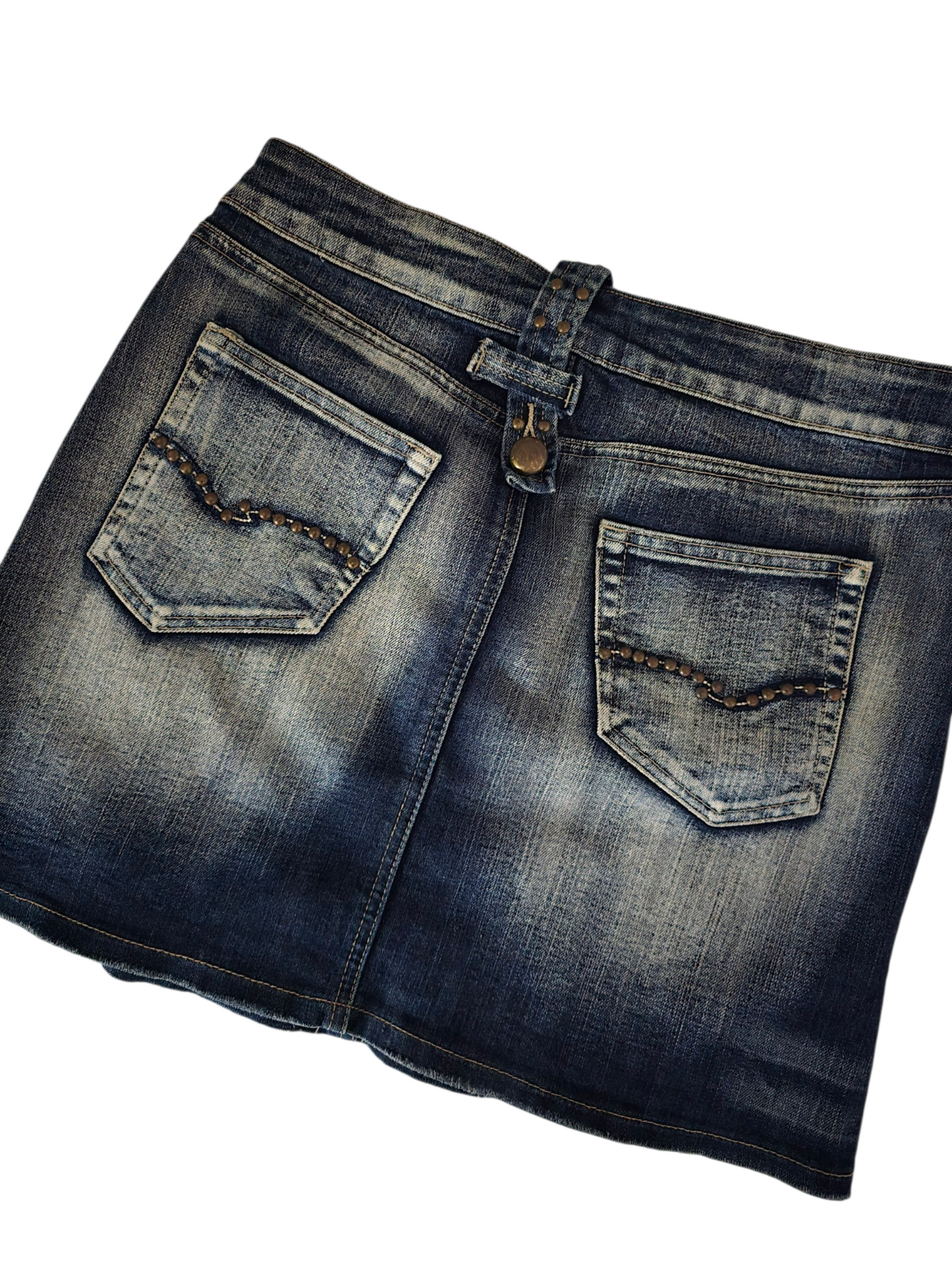 2000s vintage denim cowgirl boho studded skirt