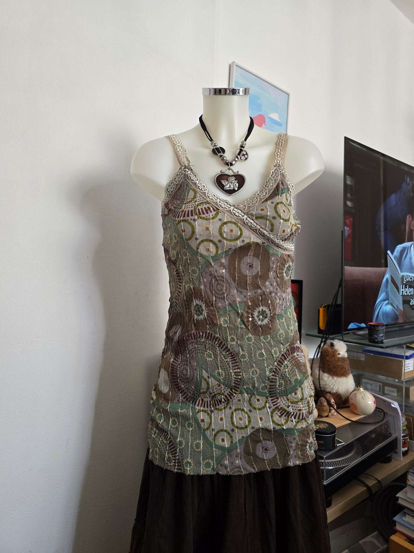 Y2k vintage bohemian ibiza sequin top