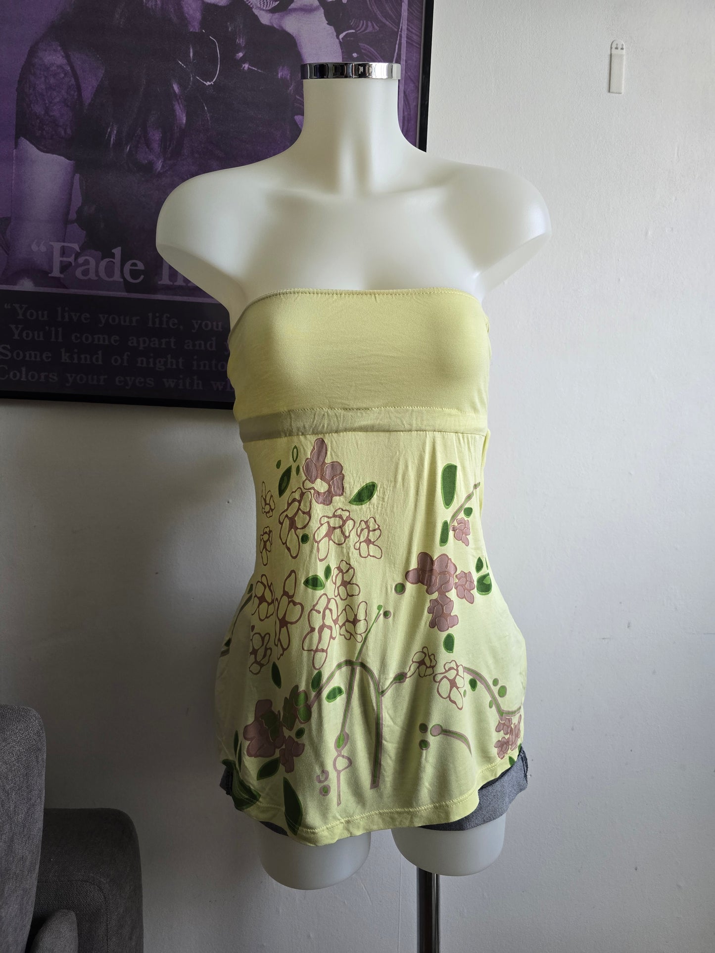 2000s vintage fairy strapless yellow top