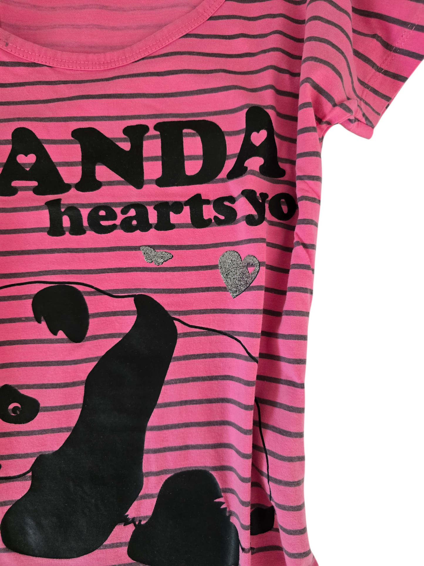 2000s vintage indie sleaze striped panda pink tshirt