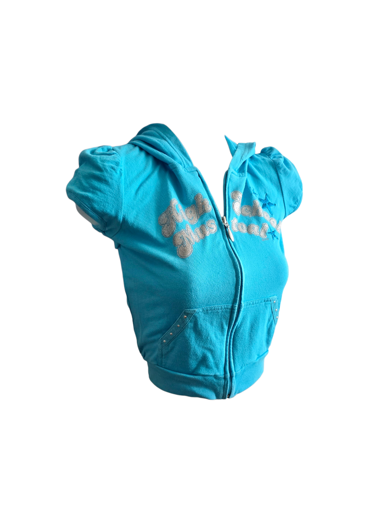 2006 vintage mcbling High school musical short blue zip sweater - zimfriperie