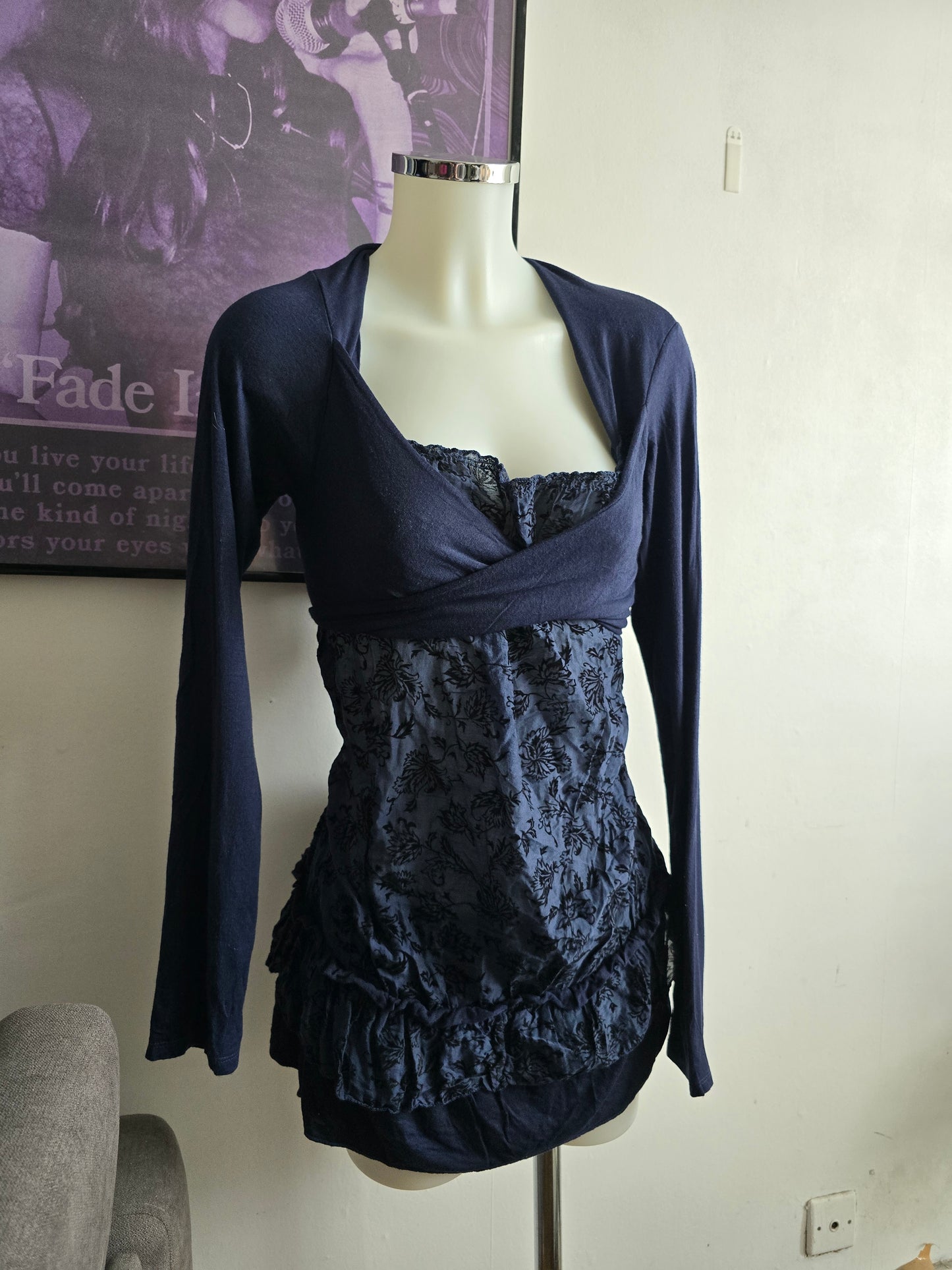 2000s vintage whimsy velvet babydoll dress