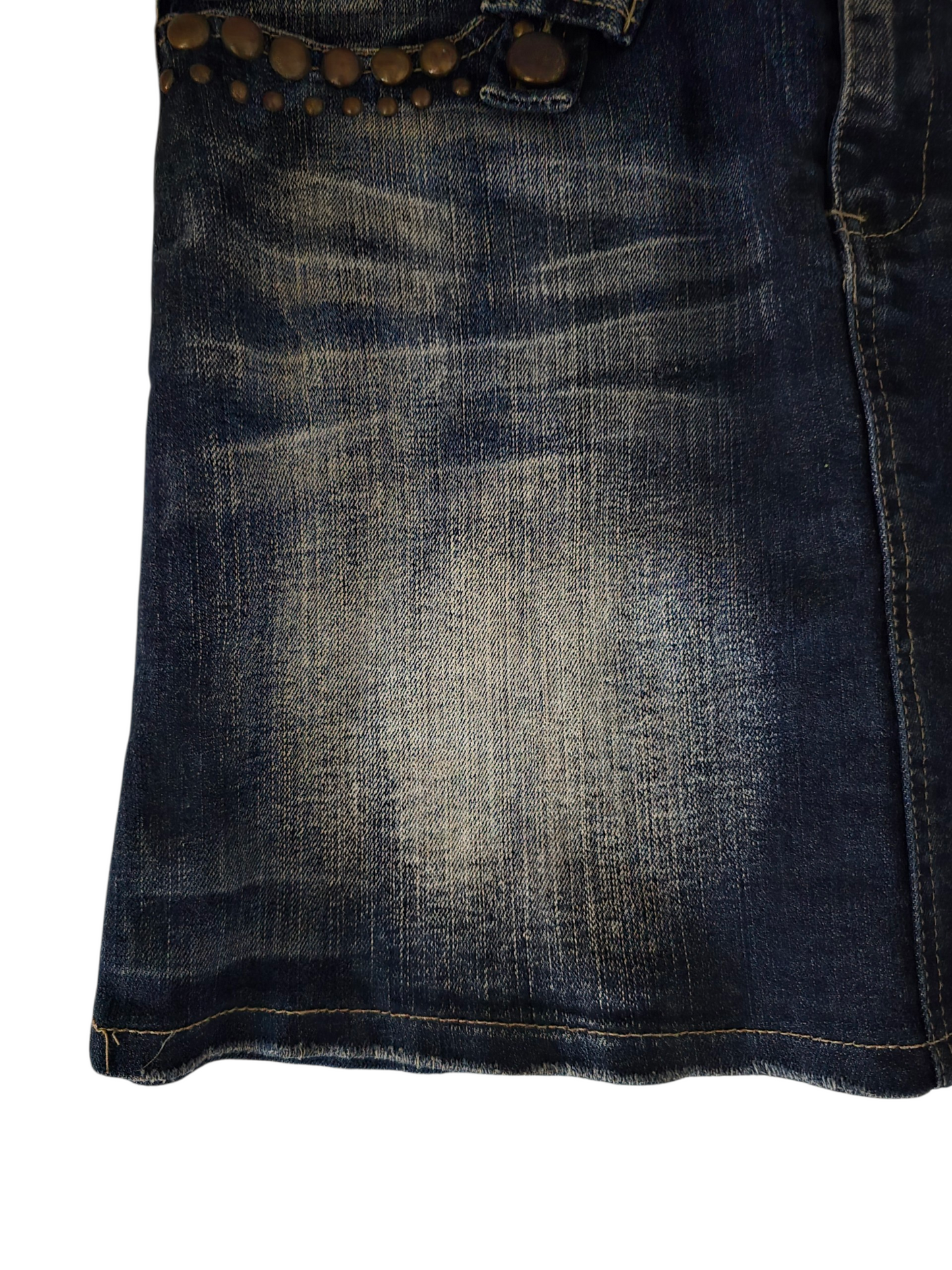 2000s vintage denim cowgirl boho studded skirt