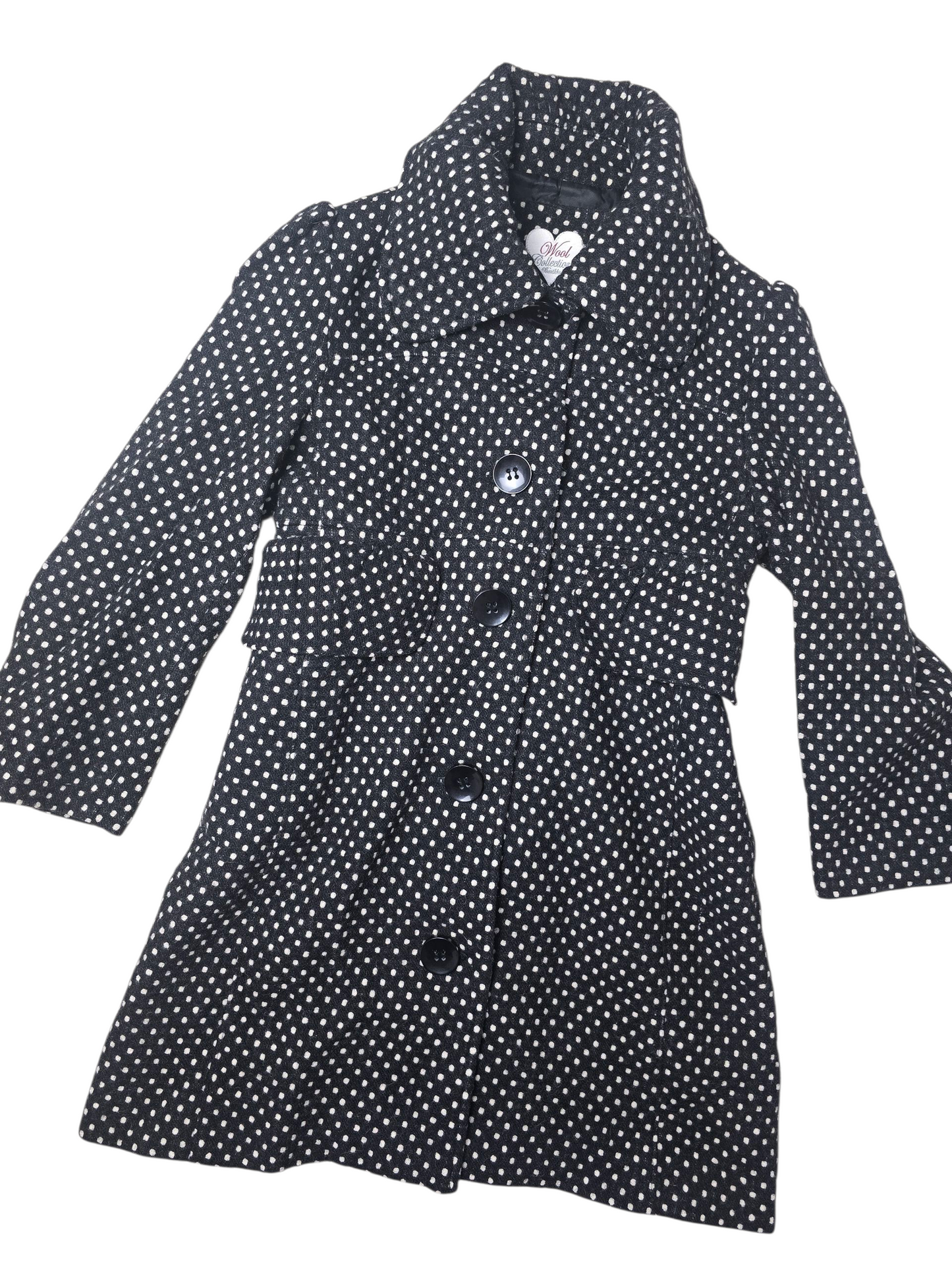 00s vintage coquette downtown girl polka dot peacoat