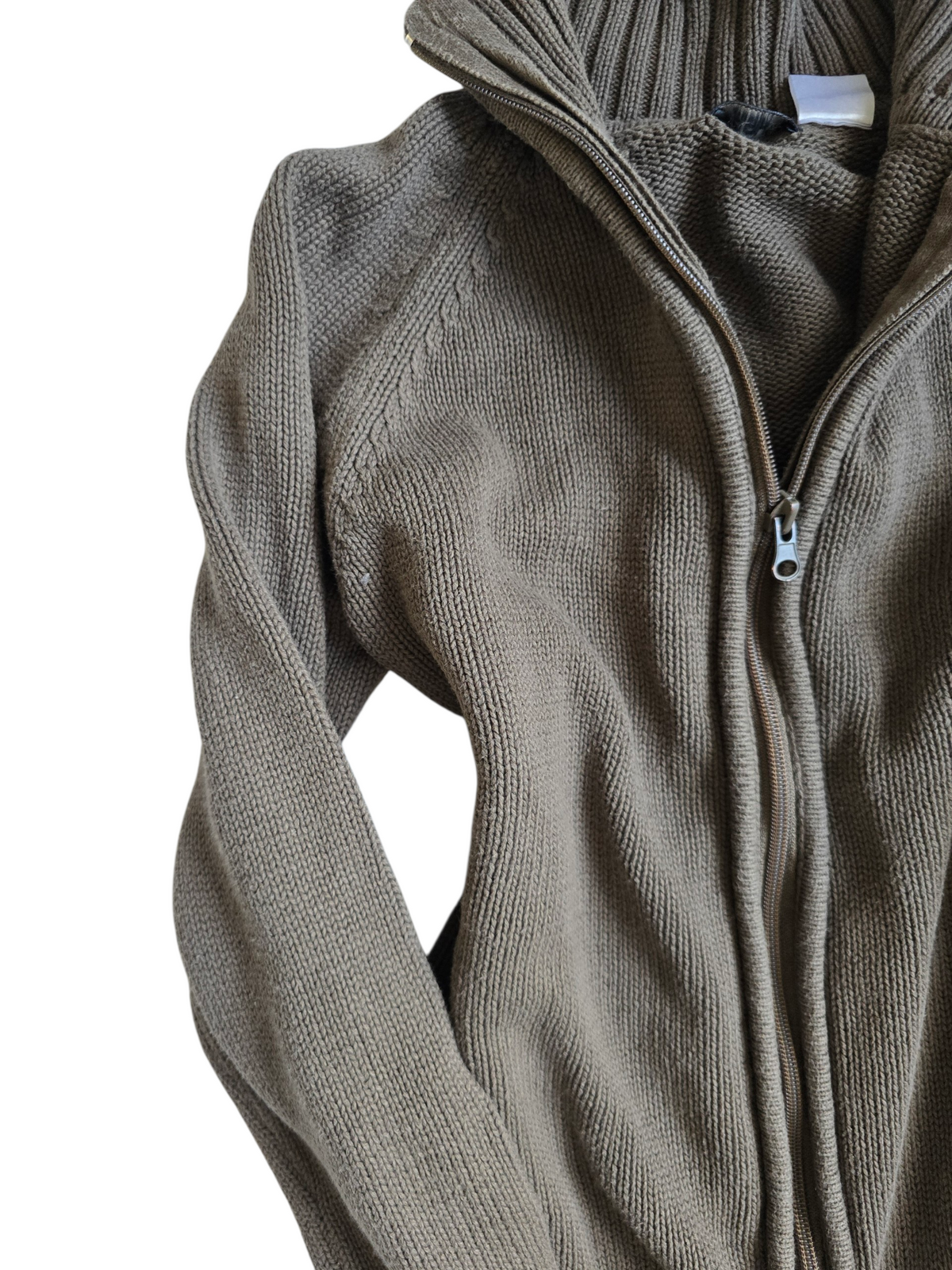 2000s vintage fitted ribbed zip sweater