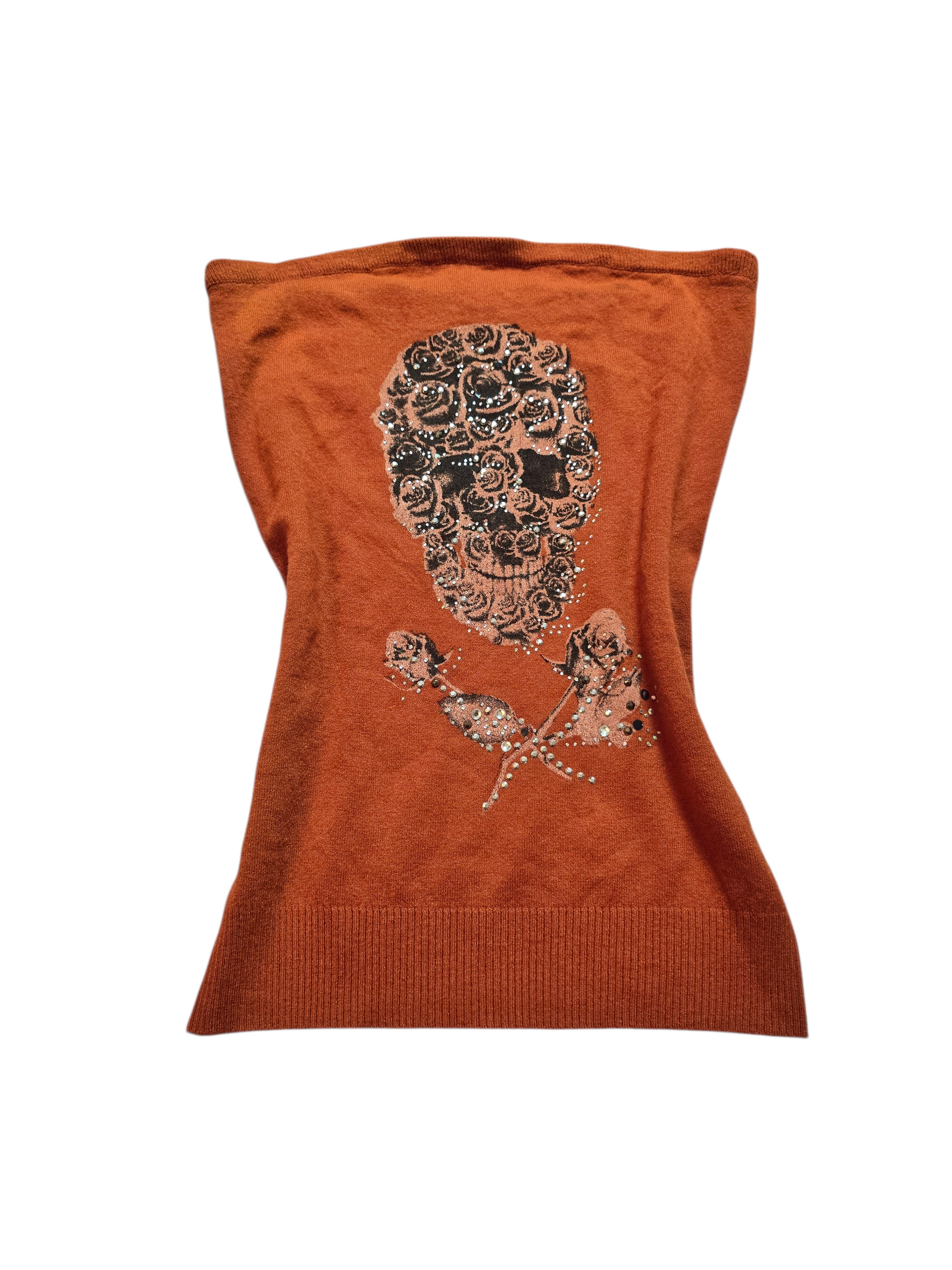 2010 vintage indiesleaze strass skull off shoulder top - zimfriperie
