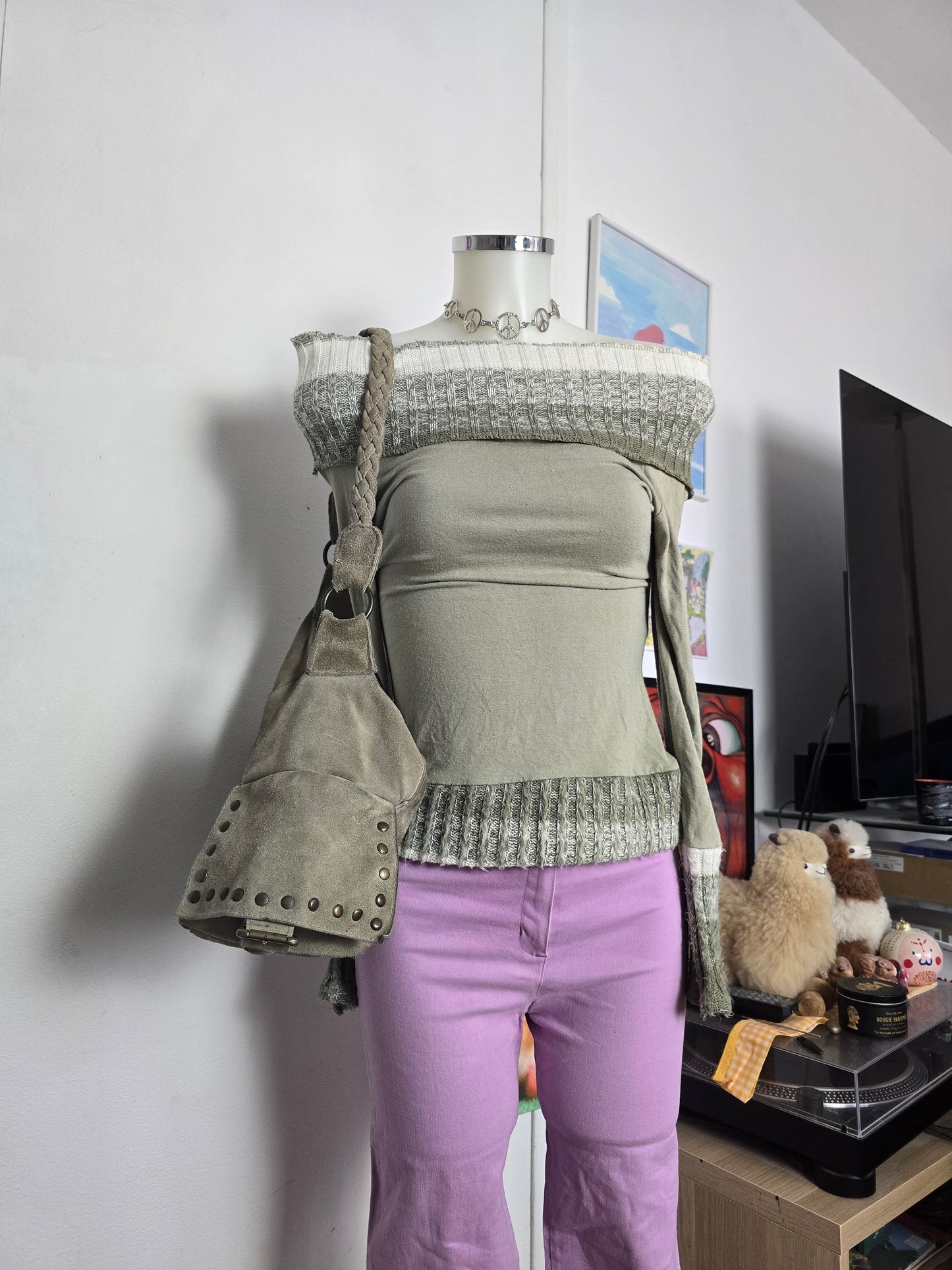 Y2k vintage fairy off shoulder sweater