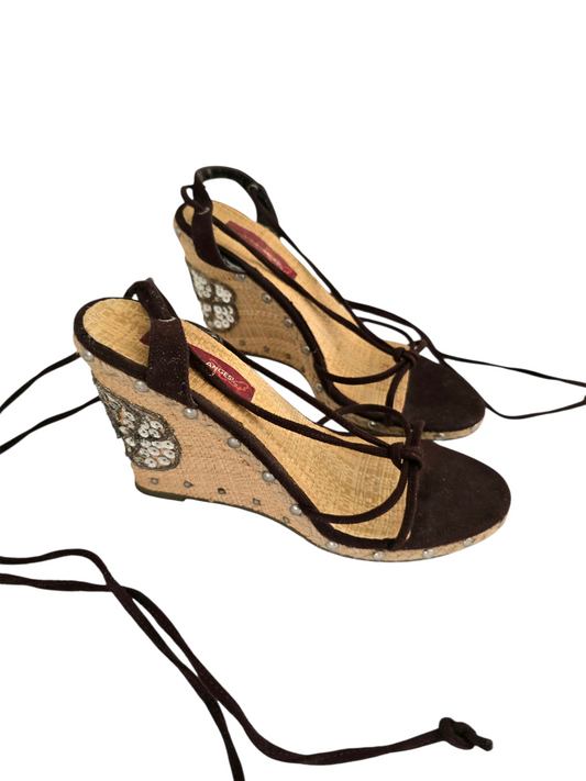 2000s vintage fairy sequin hedge sandals
