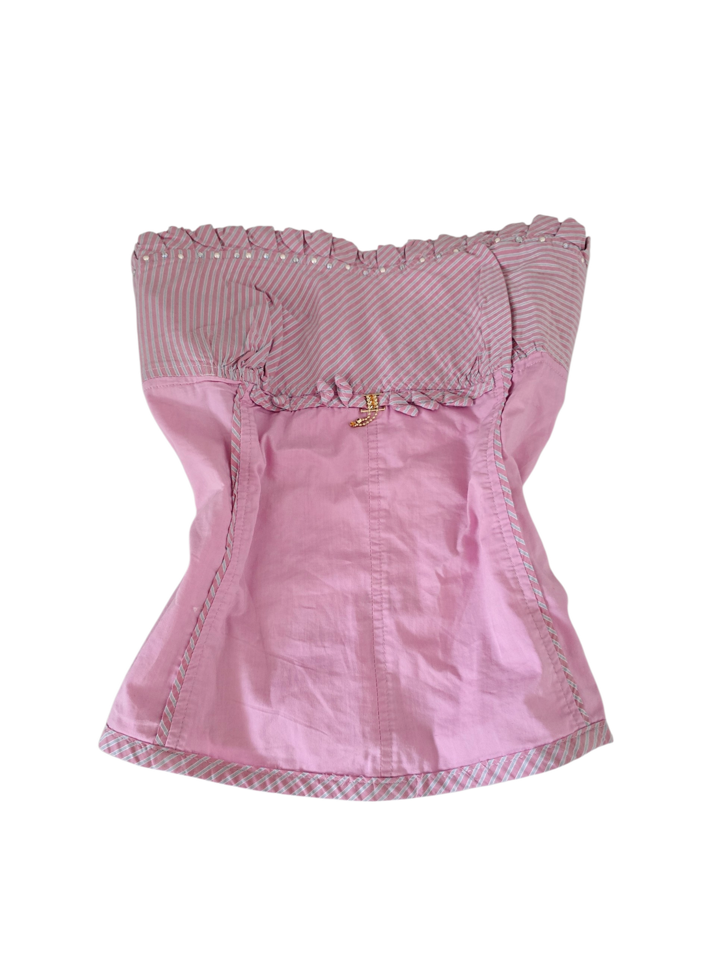 2000s vintage coquette bustier strapless striped top