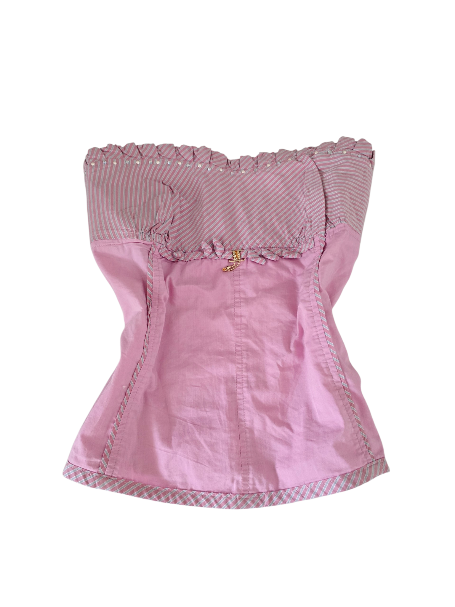 2000s vintage coquette bustier strapless striped top