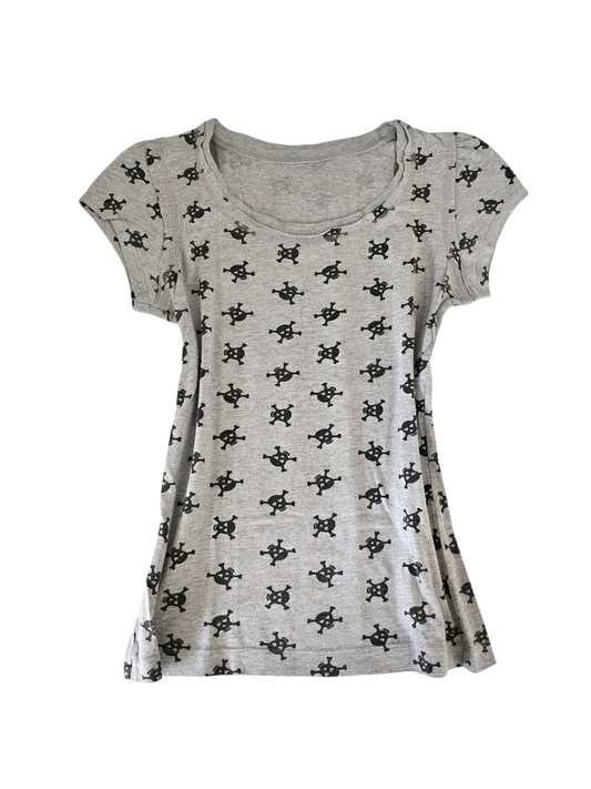 2000s vintage scene emo printed skull top - zimfriperie